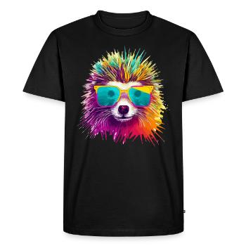Eddy the porcupine - Men's Premium Organic T-Shirt - black - Front - Nico (187cm)