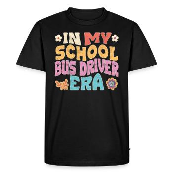 À l’époque des chauffeurs d’autobus scolaires - T-shirt Premium bio Homme - noir - Devant - Nico (187cm)