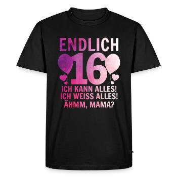16 Anniversaire - T-shirt Premium bio Homme - noir - Devant - Nico (187cm)