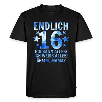 16 Anniversaire - T-shirt Premium bio Homme - noir - Devant - Nico (187cm)