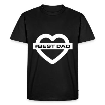 Meilleur Papa Coeurs Amour - T-shirt Premium bio Homme - noir - Devant - Nico (187cm)