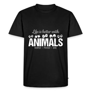 Animaux Animaux Animaux Vie Vegan cadeau - T-shirt Premium bio Homme - noir - Devant - Nico (187cm)
