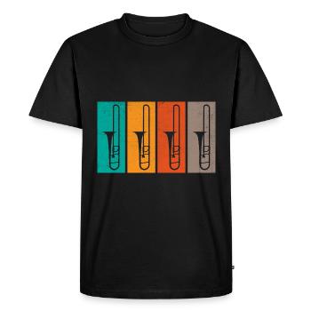 Tromboniste Rétro Trombone Marching Band Tro - T-shirt Premium bio Homme - noir - Devant - Nico (187cm)
