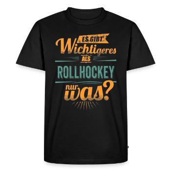 Sportart Rollhockey - es gibt wichtigeres als - - Männer Premium Bio T-Shirt - Schwarz - Vorne - Nico (187cm)