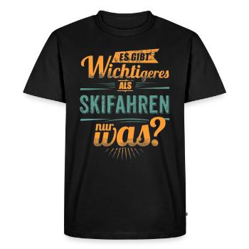 Sportart Skifahren - es gibt wichtigeres als - - Männer Premium Bio T-Shirt - Schwarz - Vorne - Nico (187cm)