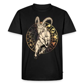 Sternzeichen Steinbock antiq - RAHMENLOS Geburstag - Männer Premium Bio T-Shirt - Schwarz - Vorne - Nico (187cm)