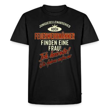 JGA BRAEUTIGAM - Feuerwehrmann - Version Auch rot - Männer Premium Bio T-Shirt - Schwarz - Vorne - Nico (187cm)