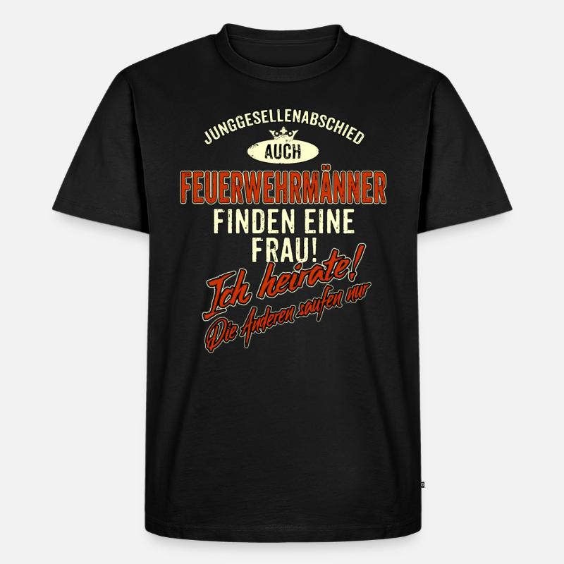 JGA BRAEUTIGAM - Feuerwehrmann - Version Auch rot - Männer Premium Bio T-Shirt - Schwarz