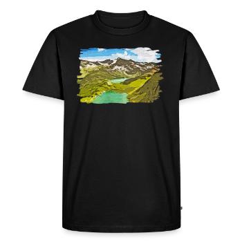 gxp alpine view mountains vector art - Men's Premium Organic T-Shirt - black - Front - Nico (187cm)