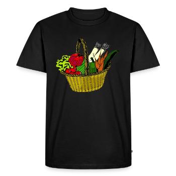 Panier, achats, marché, femme, légumes, sain, cuisine, vegi - T-shirt Premium bio Homme - noir - Devant - Nico (187cm)