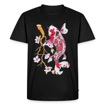 Koi carpe Lotus design japonais cadeau - T-shirt Premium bio Homme - noir - Devant - Nico (187cm)