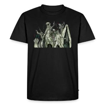 Dann sang der Wald zu mir - Männer Premium Bio T-Shirt - Schwarz - Vorne - Nico (187cm)