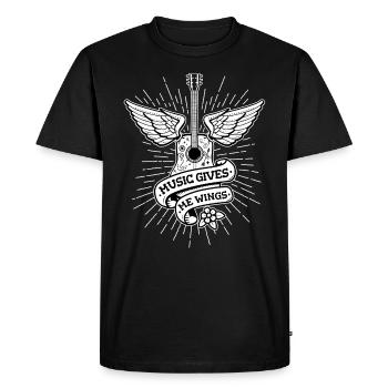 Music Gives Me Wings - Old School Tattoo Guitar. - Men's Premium Organic T-Shirt - black - Front - Nico (187cm)