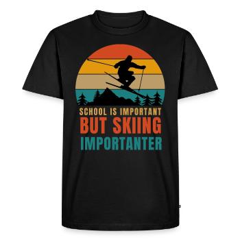 L’école est importante, mais le ski est plus important - T-shirt Premium bio Homme - noir - Devant - Nico (187cm)