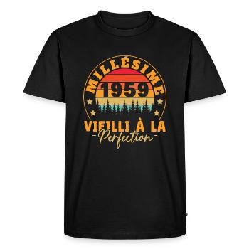 Millésime 1959, Cadeau D'anniversaire Vintage 1959 - T-shirt Premium bio Homme - noir - Devant - Nico (187cm)