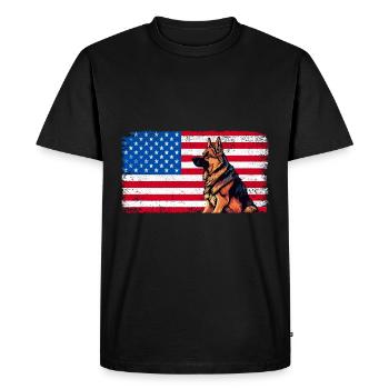 American Flag German Shepherd Patriot America GSD - Men's Premium Organic T-Shirt - black - Front - Nico (187cm)