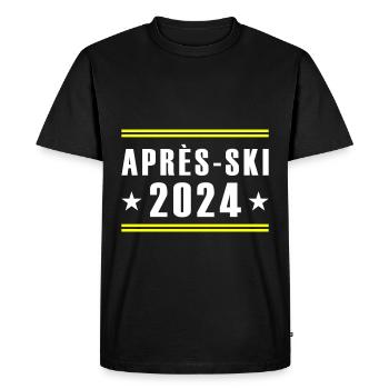Après-ski 2024 - T-shirt Premium bio Homme - noir - Devant - Nico (187cm)