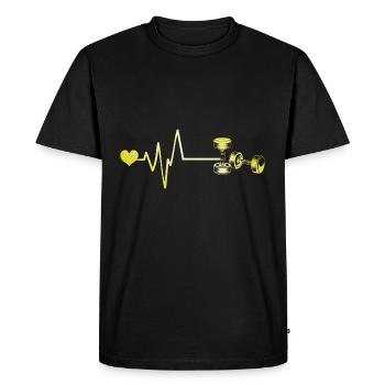 Dumbbell heartbeat - Men's Premium Organic T-Shirt - black - Front - Nico (187cm)