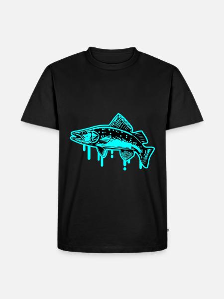 Pike Fish Silhouette Fishing - Maglietta ecologica premium da uomo - nero