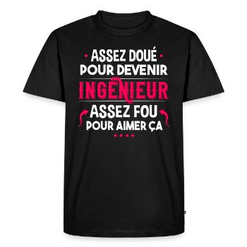 Ingénieur homme. Cadeau métier. Humour drôles - T-shirt Premium bio Homme - noir - Devant - Nico (187cm)
