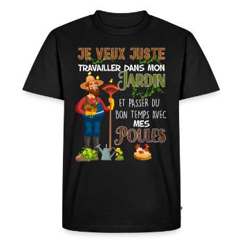 Garden and my chickens.png - Men's Premium Organic T-Shirt - black - Front - Nico (187cm)