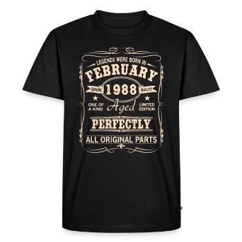 Vintage February 1988 Birthday - Men's Premium Organic T-Shirt - black - Front - Nico (187cm)