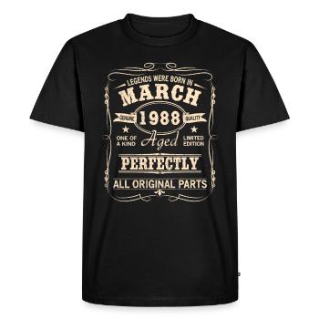 Vintage March 1988 Birthday - Men's Premium Organic T-Shirt - black - Front - Nico (187cm)