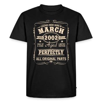 Vintage March 2002 Birthday - Men's Premium Organic T-Shirt - black - Front - Nico (187cm)