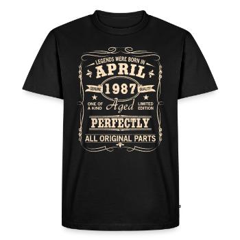 Vintage April 1987 Birthday - Men's Premium Organic T-Shirt - black - Front - Nico (187cm)