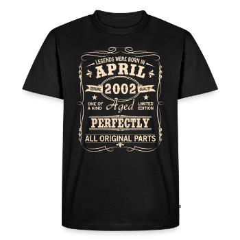 Vintage April 2002 Birthday - Men's Premium Organic T-Shirt - black - Front - Nico (187cm)