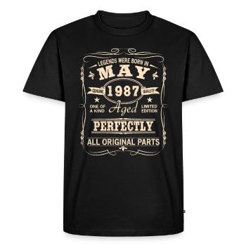 Vintage May 1987 Birthday - Men's Premium Organic T-Shirt - black - Front - Nico (187cm)