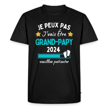 Je peux pas j'vais être Grand-Papy 2024 Futur Papi - T-shirt Premium bio Homme - noir - Devant - Nico (187cm)