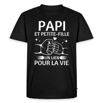 Papi et Petite-Fille un lien pour la vie cadeaux - T-shirt Premium bio Homme - noir - Devant - Nico (187cm)