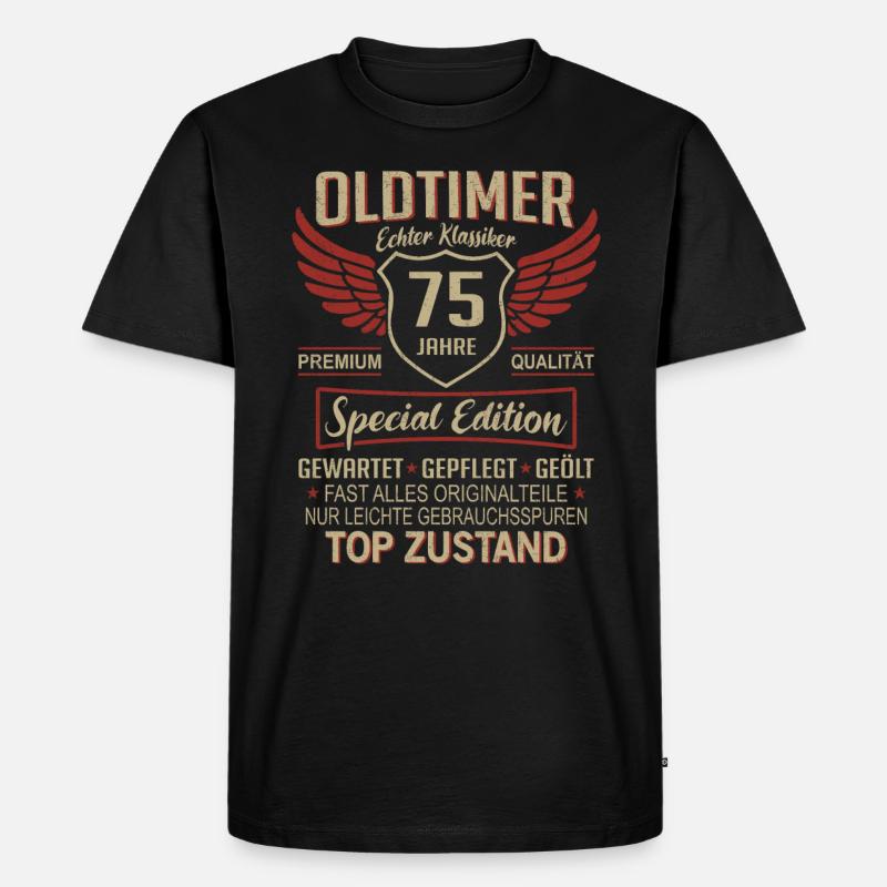 75. Geburtstag 75 Jahre Einzigartiger Oldtimer - Männer Premium Bio T-Shirt - Schwarz