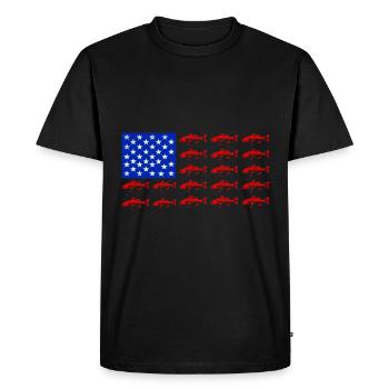 Drapeau américain Pêche au poisson USA Patriot Fisherman A - T-shirt Premium bio Homme - noir - Devant - Nico (187cm)