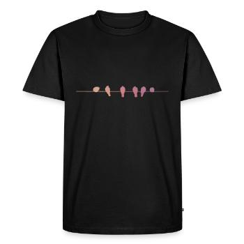 Famille d'oiseaux sur la silhouette de la branche abstraite - T-shirt Premium bio Homme - noir - Devant - Nico (187cm)