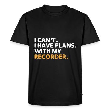 Je ne peux pas J’ai des projets avec mon instrument de flûte à bec - T-shirt Premium bio Homme - noir - Devant - Nico (187cm)