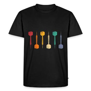 Retro Graphic Dart Player Darts Dartboard Bullseye - Men's Premium Organic T-Shirt - black - Front - Nico (187cm)