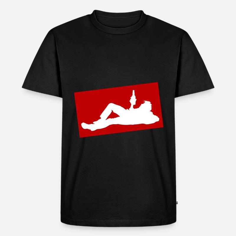 Drinking Bier Silhouette - Männer Premium Bio T-Shirt - Schwarz