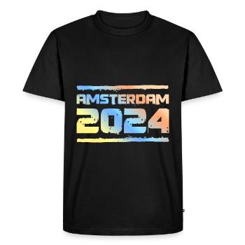 Amsterdam 2024 Colorful - Men's Premium Organic T-Shirt - black - Front - Nico (187cm)