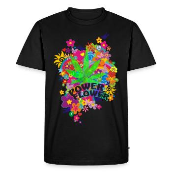 POWER FLOWER - Männer Premium Bio T-Shirt - Schwarz - Vorne - Nico (187cm)