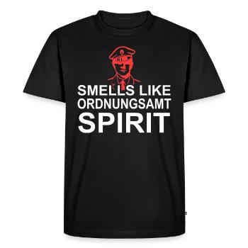 Smells Like Regulatory Office Spirit Joke Humor Gift - Men's Premium Organic T-Shirt - black - Front - Nico (187cm)