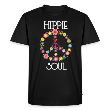 Hippie Soul, Gypsy, Flower Power, Paix, Cadeau - T-shirt Premium bio Homme - noir - Devant - Nico (187cm)