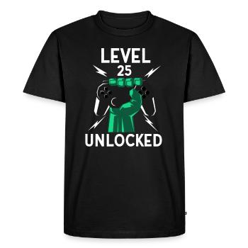 Level 25 Unlocked Shirt 25th Birthday Shirt - Men's Premium Organic T-Shirt - black - Front - Nico (187cm)