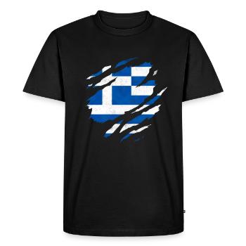 DRAPEAU GREC HELLAS DRAPEAU GRÈCE - T-shirt Premium bio Homme - noir - Devant - Nico (187cm)