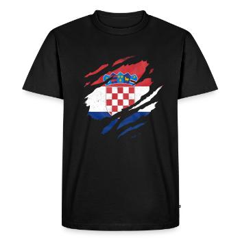 DRAPEAU CROATE HRVATSKA BALKAN HRVATI CROATIE - T-shirt Premium bio Homme - noir - Devant - Nico (187cm)