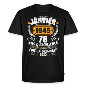 Birthday gift 78 years January 1945 vintage - Men's Premium Organic T-Shirt - black - Front - Nico (187cm)