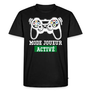 Humour Jeux Vidéo Mode Joueur Activé Cadeau Gamer - T-shirt Premium bio Homme - noir - Devant - Nico (187cm)