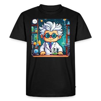 Professeur mignon avec des cheveux blancs et des lunettes - T-shirt Premium bio Homme - noir - Devant - Nico (187cm)