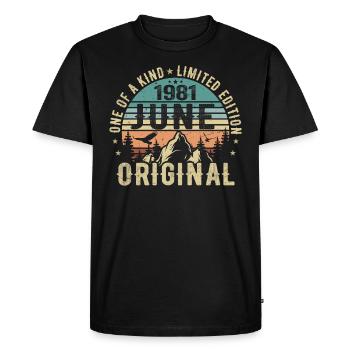 Légendaire depuis juin 1981 cadeau d’anniversaire 1981 - T-shirt Premium bio Homme - noir - Devant - Nico (187cm)